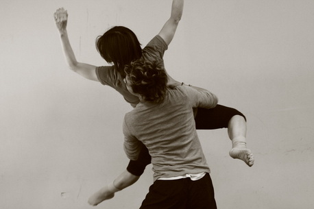 Threshold rehearsal with Anh Dillon and Joey Thao, photo by Denise Leitner